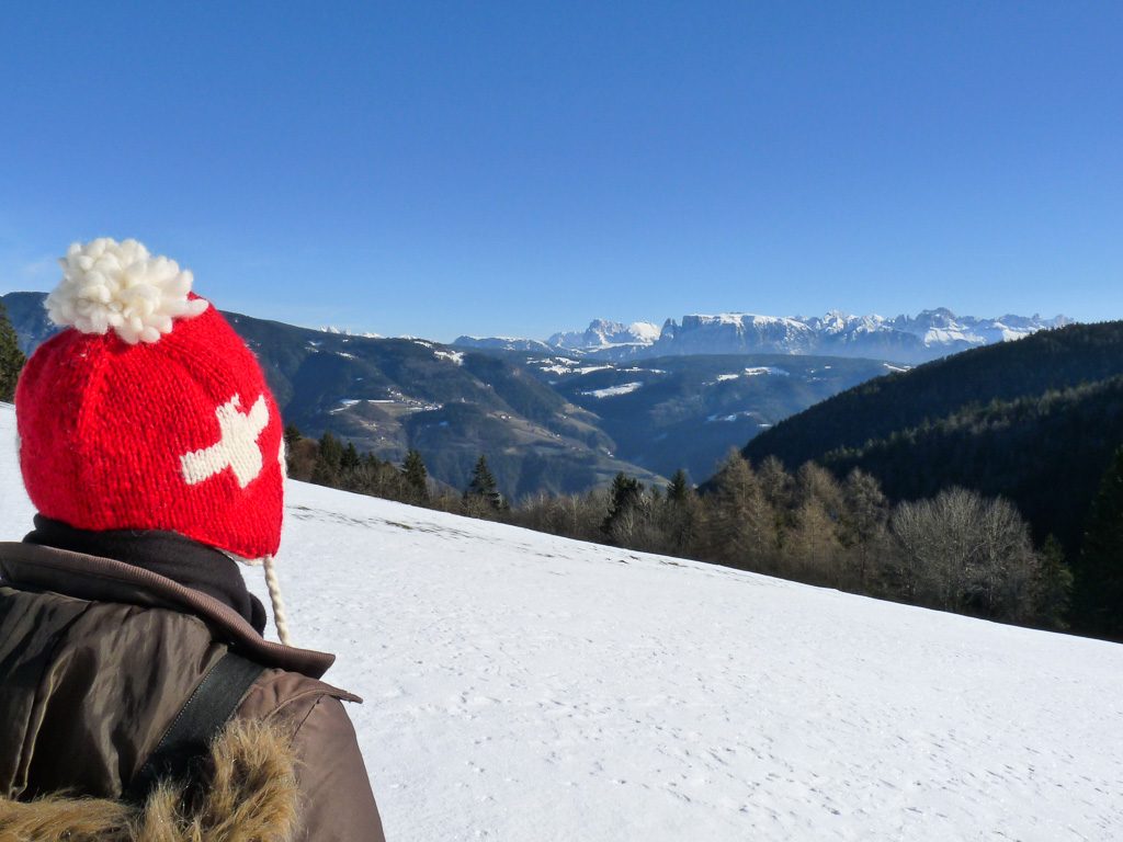 Aussicht während unserer Winterwanderung in Jenesien