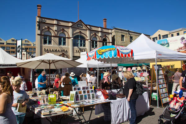 Marktstände am Salamanca Markt in Hobart