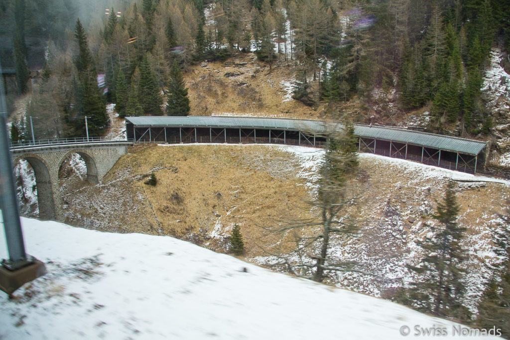 Galerie der Albula Linie im Winter