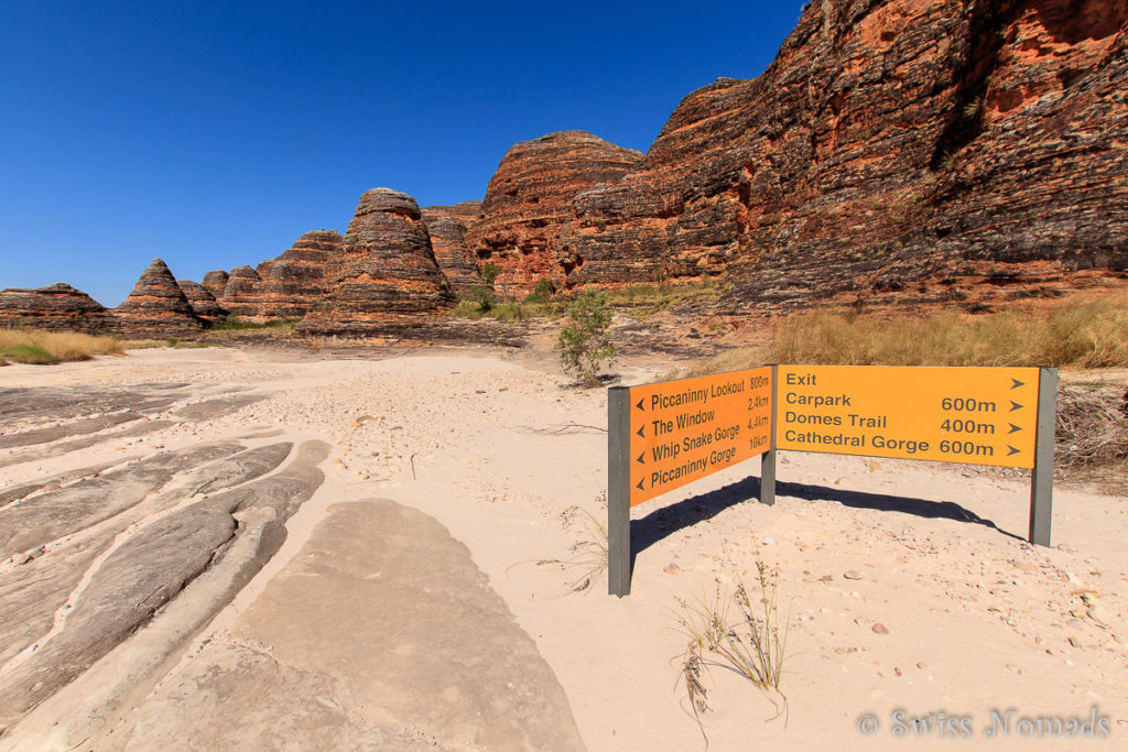 Die Wanderungen im Purnululu Nationalpark sind gut ausgeschildert