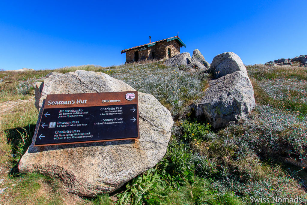 Die Seamans Hut entlang der Wanderung zum Mount Kosciszko in Australien