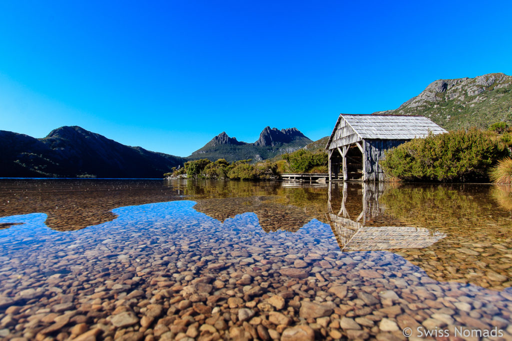 Dove Lake mit Bootshaus im Cradle Mountain Nationalpark