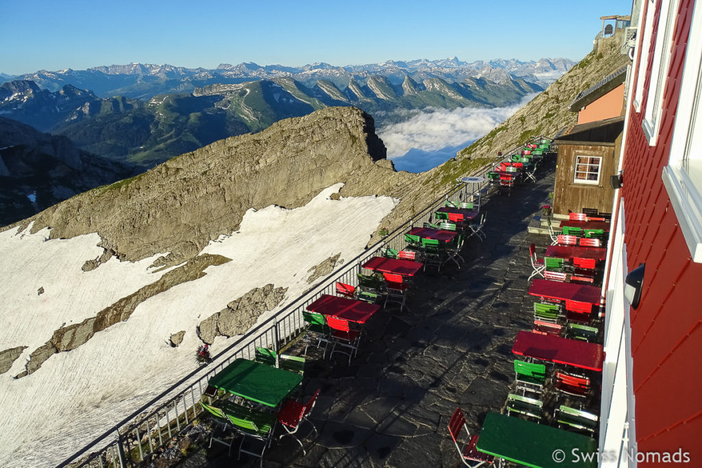 Aussicht von der Terrasse des Berggasthaus Alter Säntis