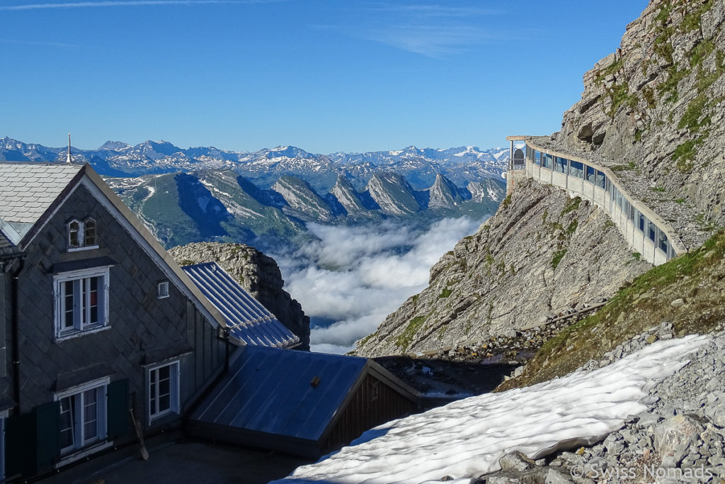 Aussicht auf die Churfirsten vom Berggasthaus Alter Säntis