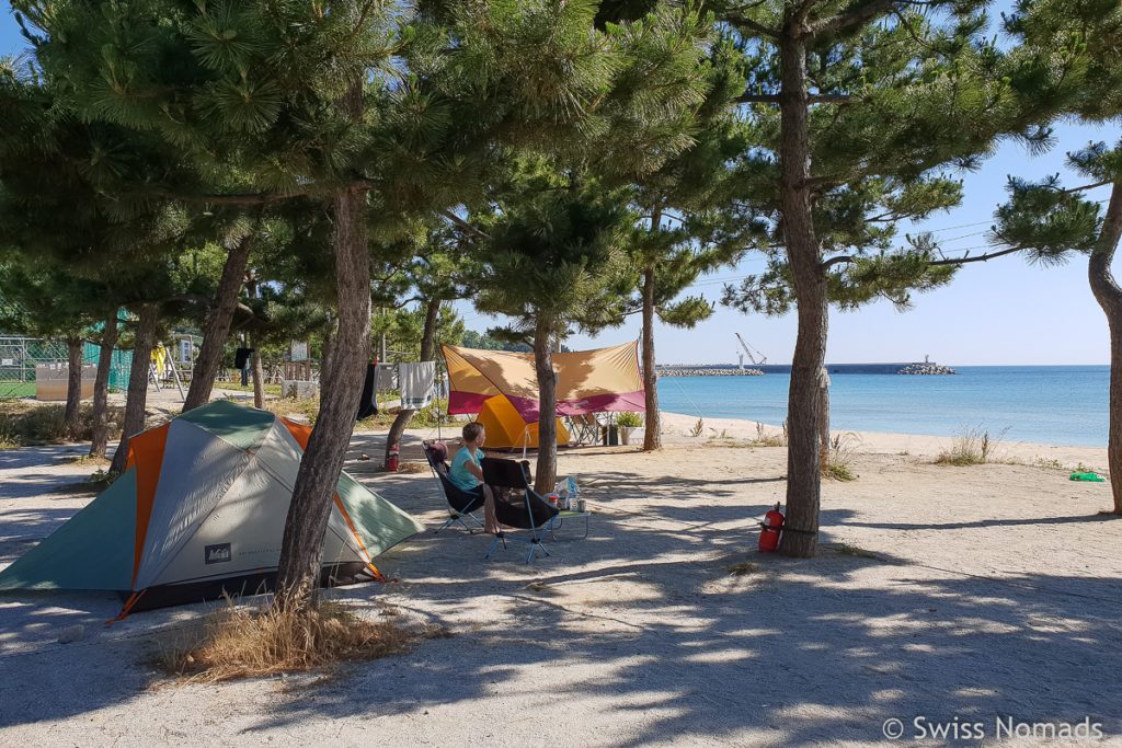 Camping am Strand in Südkorea