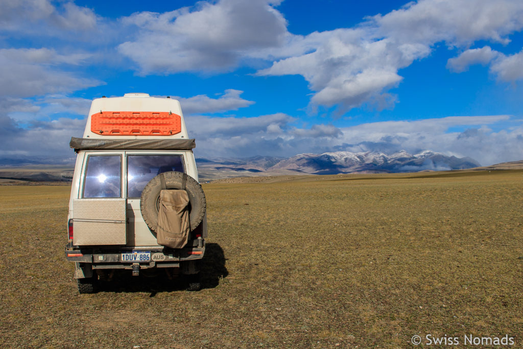Schlafplatz inmitten der Steppe des Altai Gebirges in Russland