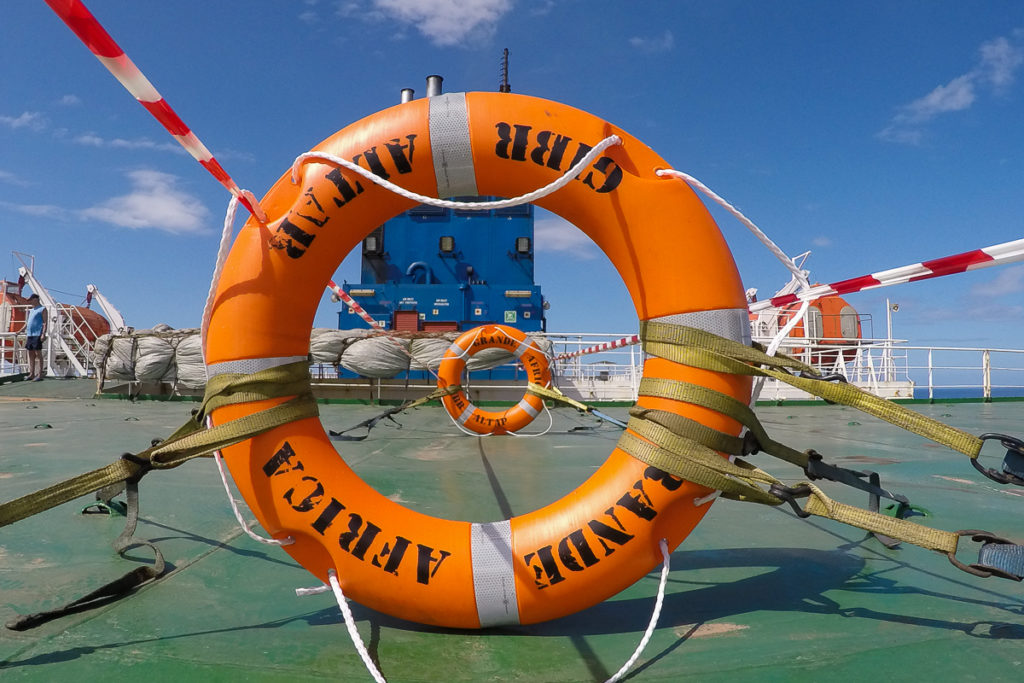 Aequator Taufe auf dem Frachtschiff nach Südamerika