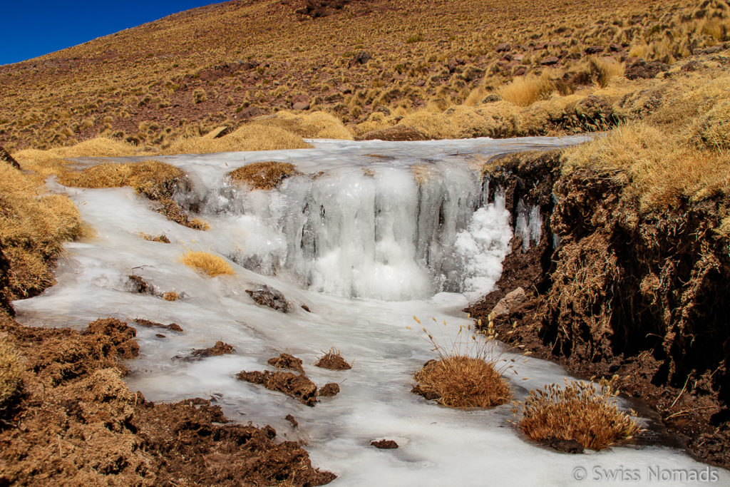 Vereister Wasserfall am Abra del Acay