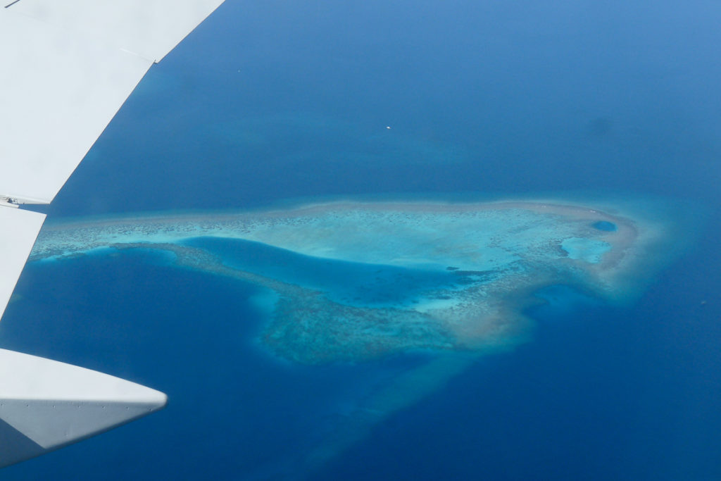 Malediven Atoll aus dem Flugzeug