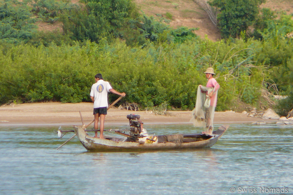 Fischer auf dem Mekong in Kambodscha