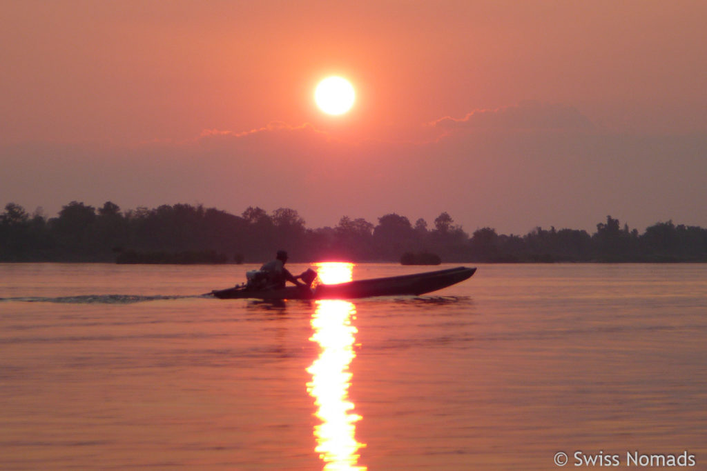 Sonnenuntergang auf Don Det bei Si Phan Don