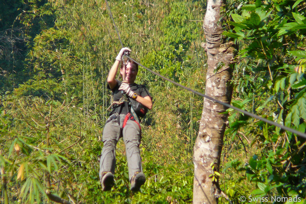 Reni an der Gibbon Experience Zipline