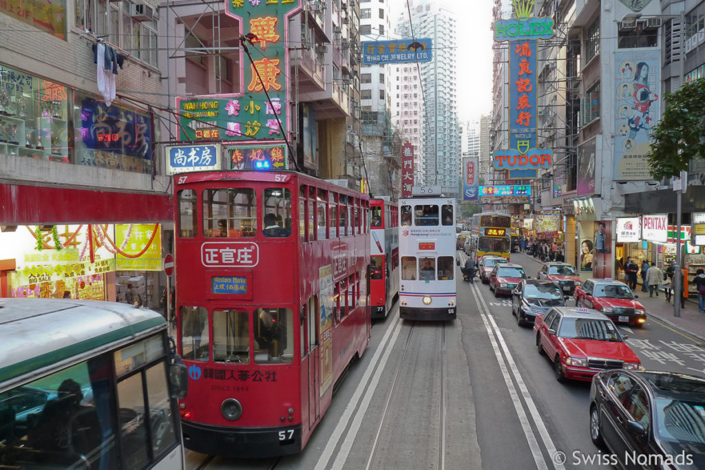 Ding Ding Doppelstock Strassenbahn in Hongkong