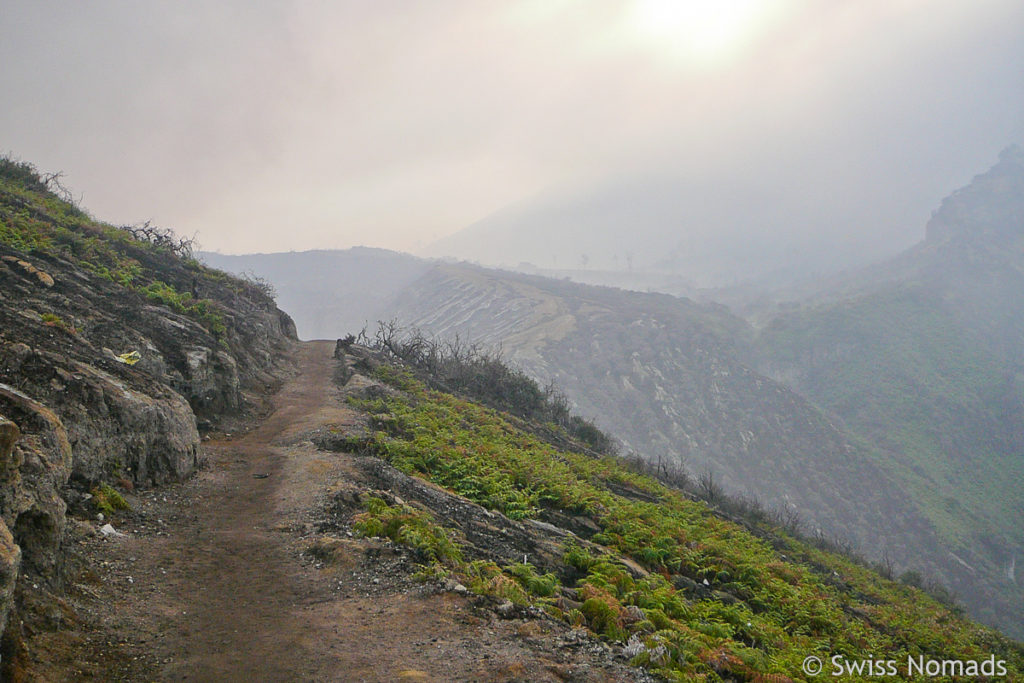 Nebel am Ijen Vulkan Kraterrand 
