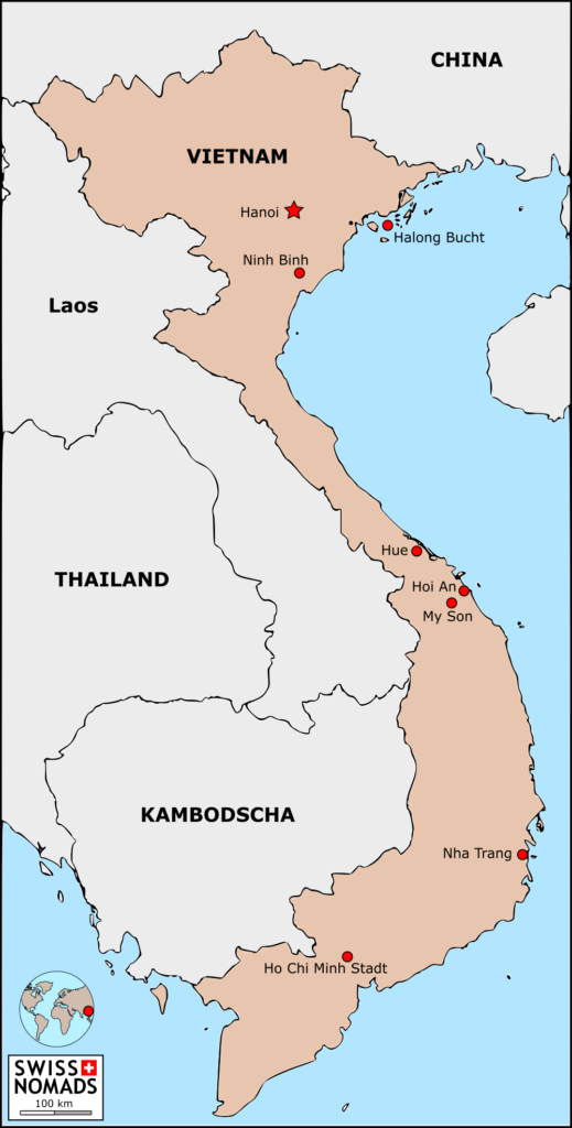 Karte mit den Vietnam Sehenswürdigkeiten