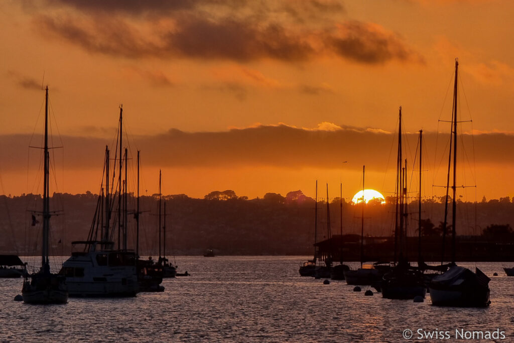 Sonnenuntergang am Embarcadero Waterfront in San Dieog