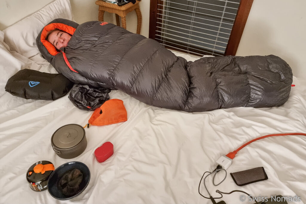 Schlafsack auf dem Pacific Crest Trail