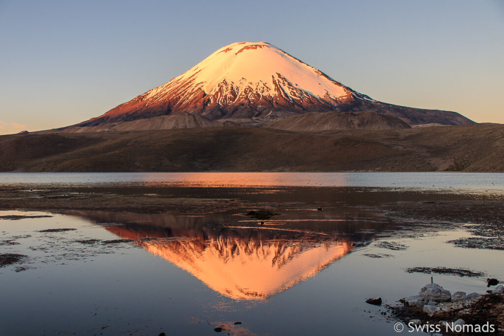 Vulkan Parinacota und Lago Chungara