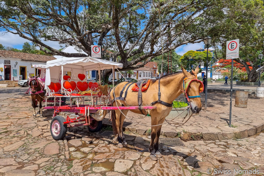 Pferdekutsche in Tiradentes in Brasilien