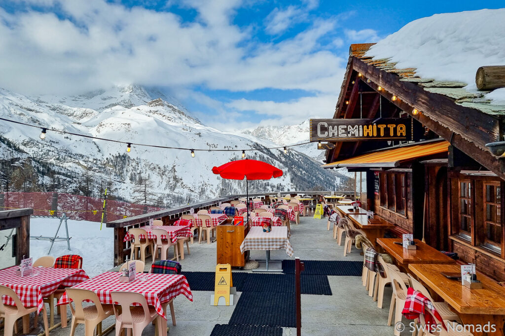 Chemihitta Bergrestaurant in Zermatt mit Aussicht auf das Matterhorn