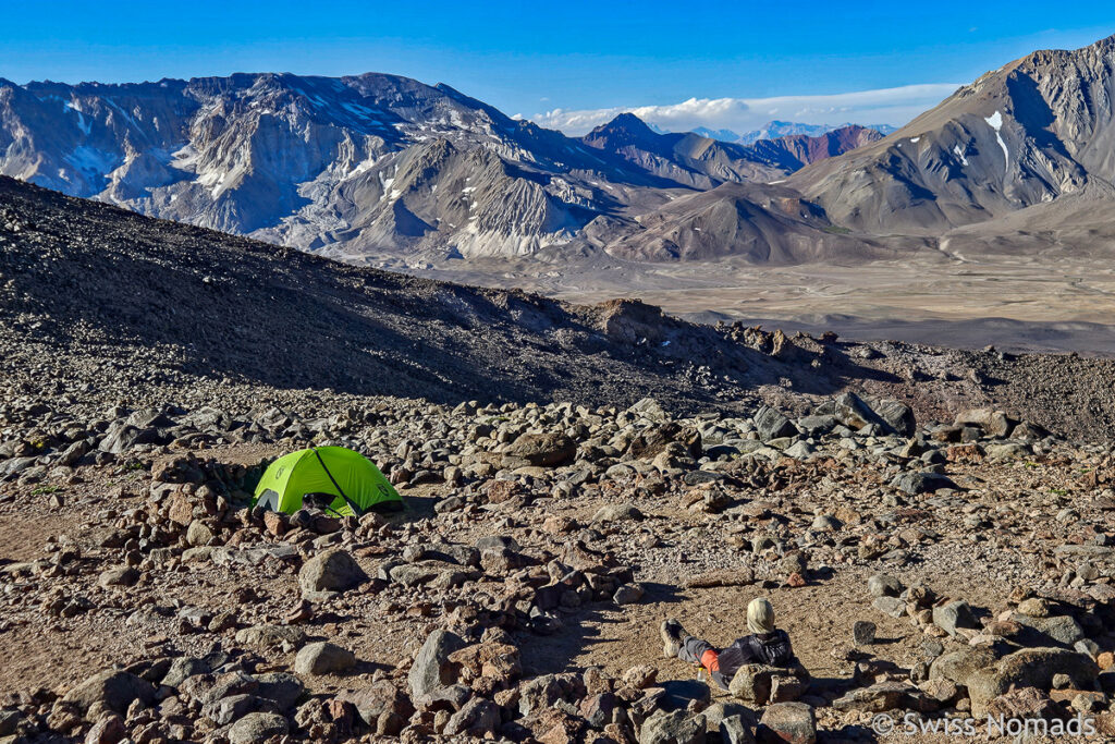 Erstes Camp Vulkan Maipo